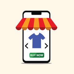 online shop on mobile phone flat vector