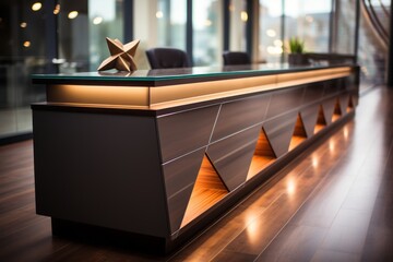a reception desk design in a modern office interior - obrazy, fototapety, plakaty