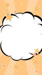 放射状に広がる線の背景と雲のフレーム　縦型