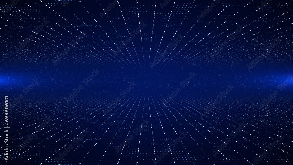 Wall mural deep abstract stage background flying into digital technology tunnel. 3d big data digital tunnel 4k 