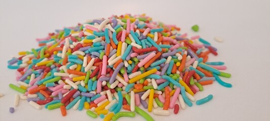 colorfull sprinkles in white background