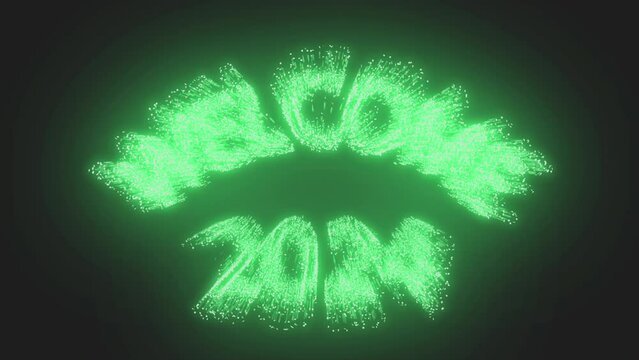 Happy new year Welcome 2024 Neon Green animation. New Year background.