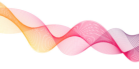 Wave of the many colored lines. Abstract wavy stripes on a white background isolated. Creative line art.Sound wave rhythm. Abstract wavy stripes on a white background isolated. Creative line art.