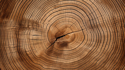 Naklejka premium Old wooden tree cut surface. - Rough texture of tree rings.