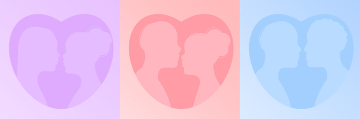 Valentines day vector illustration with different couples fall in love