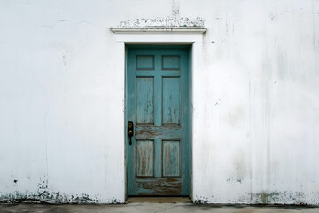 Peeling Blue Door: Rustic, Faded Paint Elegance, Antique Concept Art, Generative AI