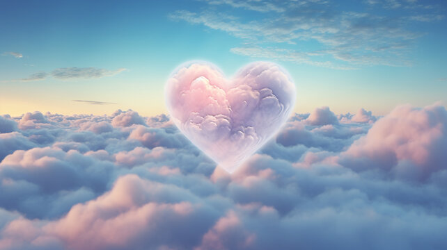 heart-shaped cloud in the sky. - love concept .