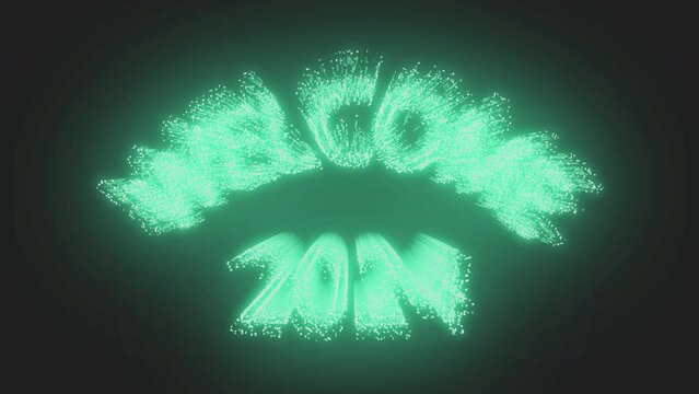 Happy New Year Welcome 2024, suitable for celebrations, wishes, events, messages, holidays, and festivals. Animated in Terquise color on the black background alpha channel