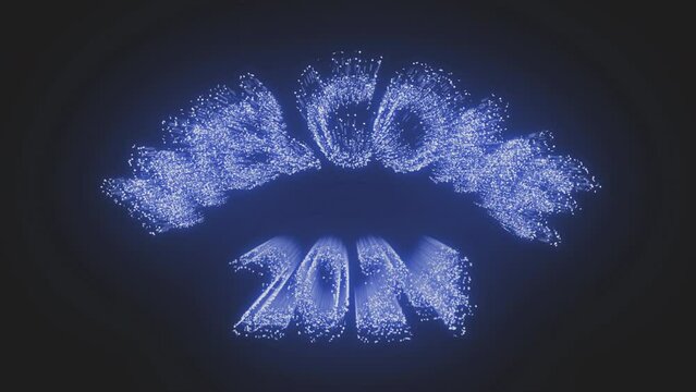 New year Welcome 2024 beautiful background for celebration. Blue Animated text that says Happy New Year 2024. 3D Illustration. 3D Illustration