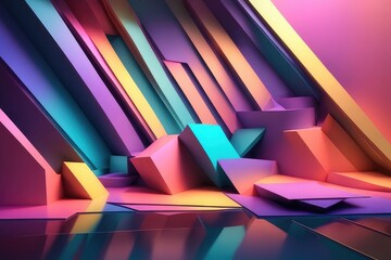Colorful 3d objects, abstract and creative background, horizontal composition - obrazy, fototapety, plakaty