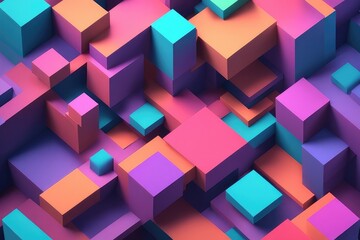 Colorful 3d objects, abstract and creative background, horizontal composition