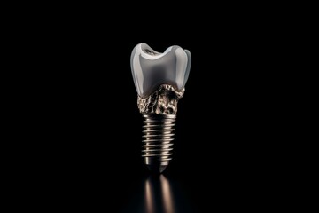 Single tooth implant against white background. Generative AI - obrazy, fototapety, plakaty