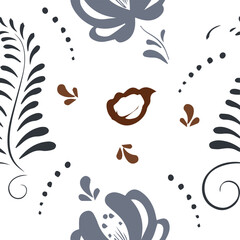 Fototapeta premium leaf flower seamless pattern white background vector