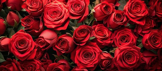 Natural and fresh red roses flowers pattern wallpaper background