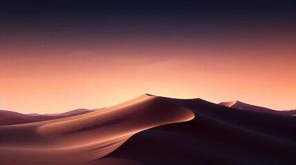 Fototapeta na wymiar Surreal desert dunes at sunset, warm tones and shadows