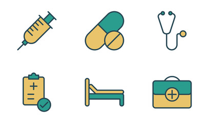 Medical Icon Design Template in Filled Outline Style