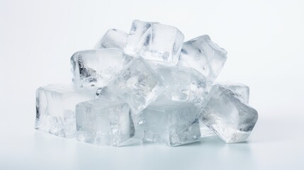 Obraz premium Ice crystals on a white background. Frozen water.