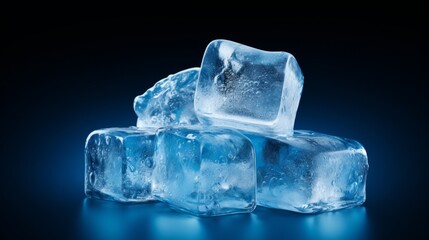 Obraz premium Blue ice crystals on a black background. Frozen water.