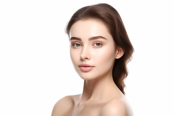 Fototapeta premium closeup shot of a beautiful young woman smiling on isolated background generative AI