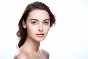 Fototapeta premium closeup shot of a beautiful young woman smiling on isolated background generative AI