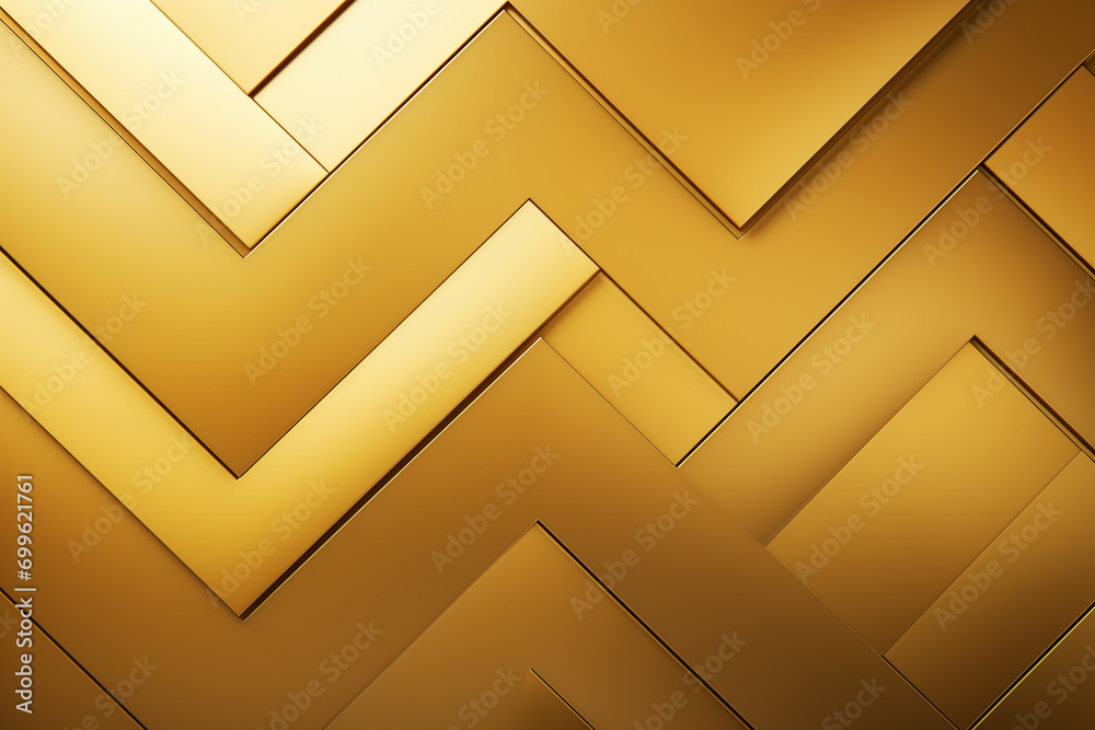 Wall mural simple shiny gold metallic background with geometric shapes.