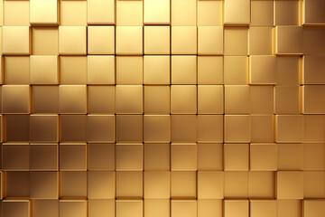 Fototapeta na wymiar Simple shiny gold metallic background with many square shapes.