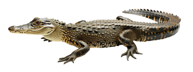 Side view on a crocodile isolated on a transparent background