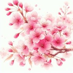 pink cherry blossoms in bloom white background 