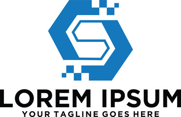 Pixels letter S logo design