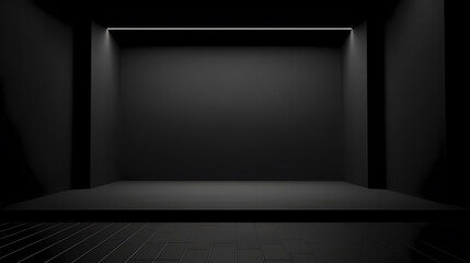 Black studio background empty, can be used for background and product display, 3d rendering podium platform