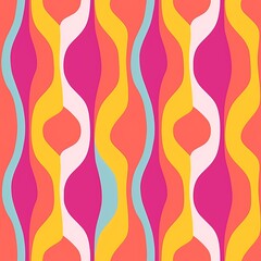 70s retro groove seamless geometric pattern. Vintage abstract background for textile, fashion, printing, web design. Vibrant colors