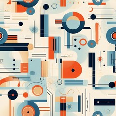 Retro abstract pattern with colorful shapes. Geometric Memphis background