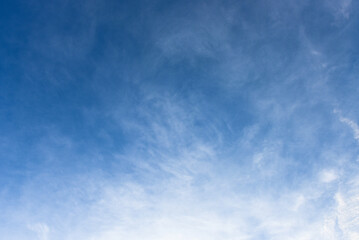 Blue sky and tiny white clouds for background.