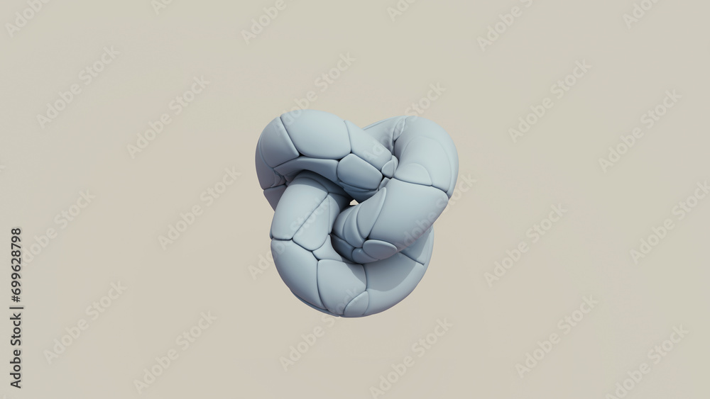 Wall mural blue torus knot synthetic rubber fragments soft rounded putty tack block 3d illustration render digi