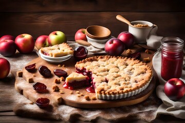 homemade apple pie with raisins