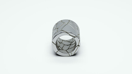 Silver tube metal fragments soft rounded reflection block circle 3d illustration render digital rendering