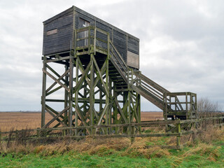 Bird hide at Alkborough Flats nature reserve, Lincolnshire, England