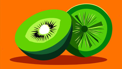 Sliced kiwi fruit vektor icon illustation