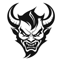 vector illustration of the silhouette of a horned devil's head