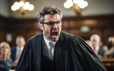 Fotobehang Lawyer gets angry during court hearing © AI_images_for_people