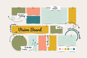 Vector photo collage template moodboard pictures grids vector illustration, vision board