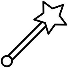 Star Stick Line Icon
