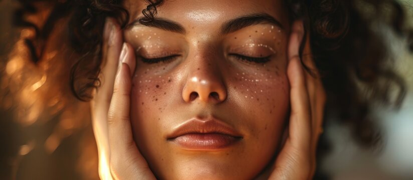 Woman using EFT, a counseling technique that combines alternative medicine theories.