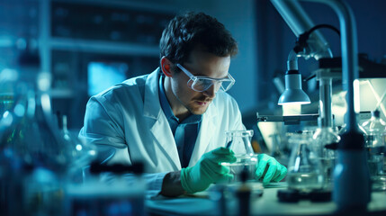 Scientist working in the lab with a environment