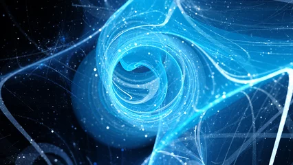 Foto op Plexiglas Blue glowing multidimensional quantum force field with elementary particles © sakkmesterke