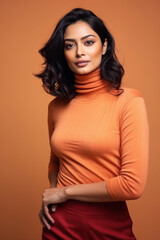Naklejka premium Young woman wearing turtleneck sweater.