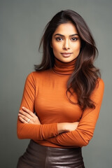 Fototapeta premium Young woman wearing turtleneck sweater.