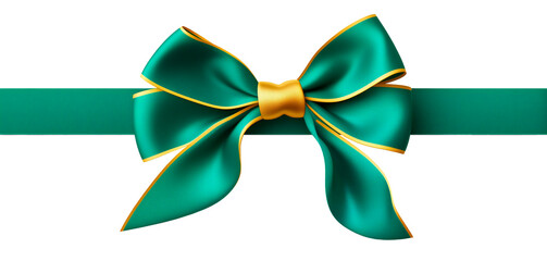 Luxurious Green and Gold Ribbon with PSD Transparency