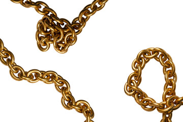 Golden chain isolated on white background.
