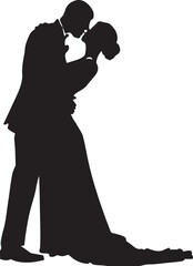 Romantic couple silhouette Illustrator line art design vector